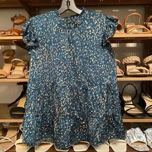 Teal Spotted Tiered Ruffle Detail Top